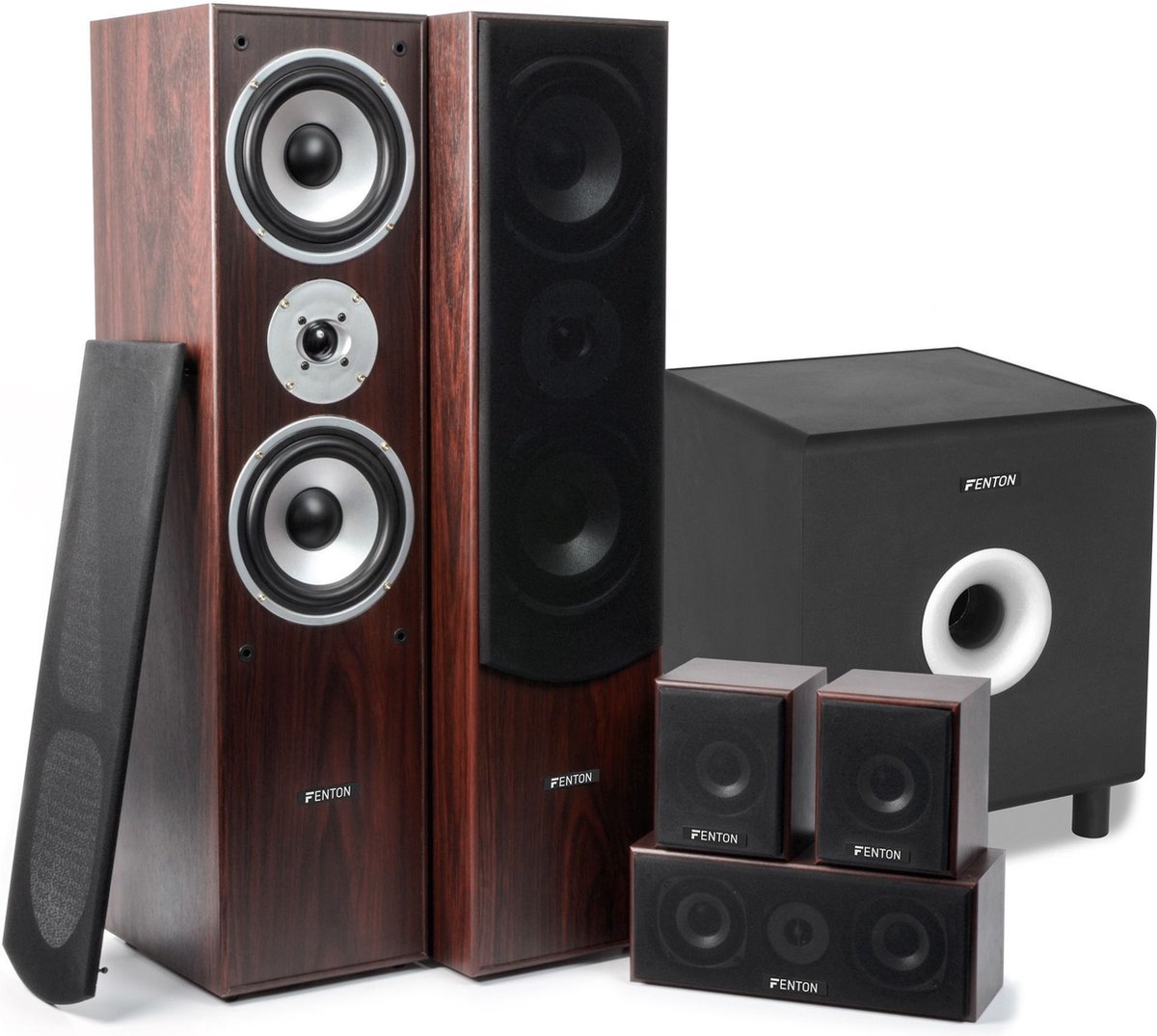 Fenton 5.1 Home Cinema Walnoot Speakerset 1300W