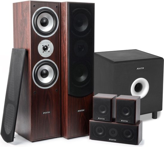 Fenton 5.1 Home Cinema Walnoot Speakerset 1300W