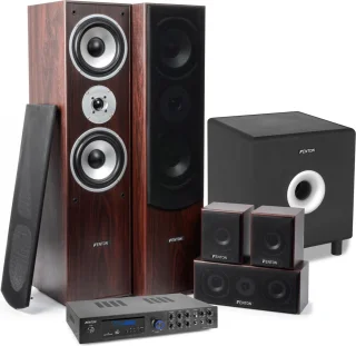 Fenton AV550BT 5.1 surround set met walnoot speakers en actieve subwoofer
