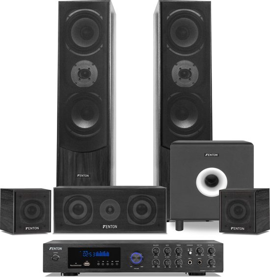Fenton Home Cinema Set 5 Speakers Zwart 10" Subwoofer