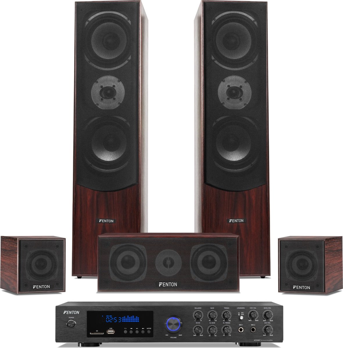Fenton Surround Set 5.0 Home Cinema Walnoot Bluetooth