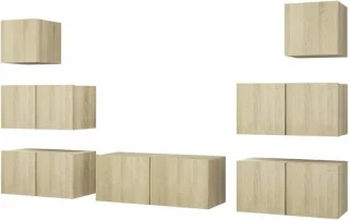Gecheer 7-Piece TV Wall Cabinet Set Sonoma Oak