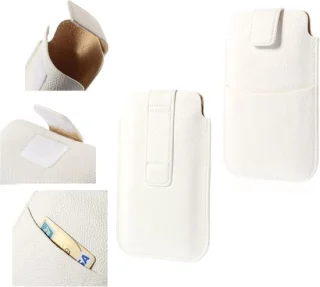 Leather cover adhesive fabric closure voor MEIZU M16 (2018) - White