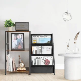 LifeStages Platenspelermeubel - Draaitafelstandaard Vinylkast - Bruin/Zwart
