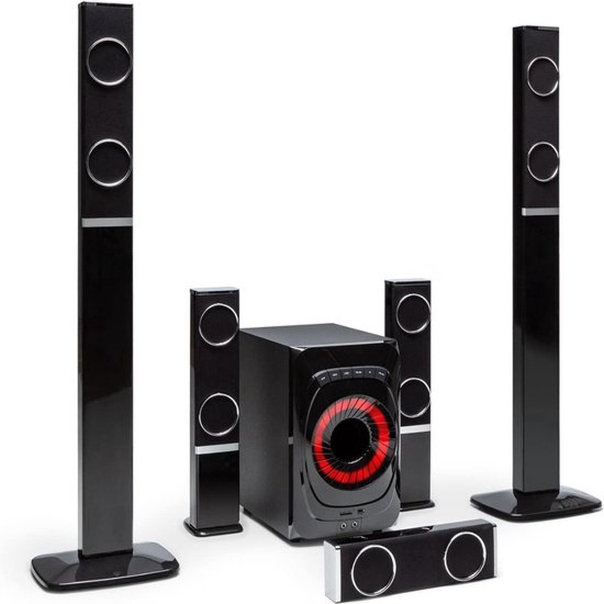 De Luxe Home Cinema Draadloze Bluetooth Speakerset Zwart in één oogopslag