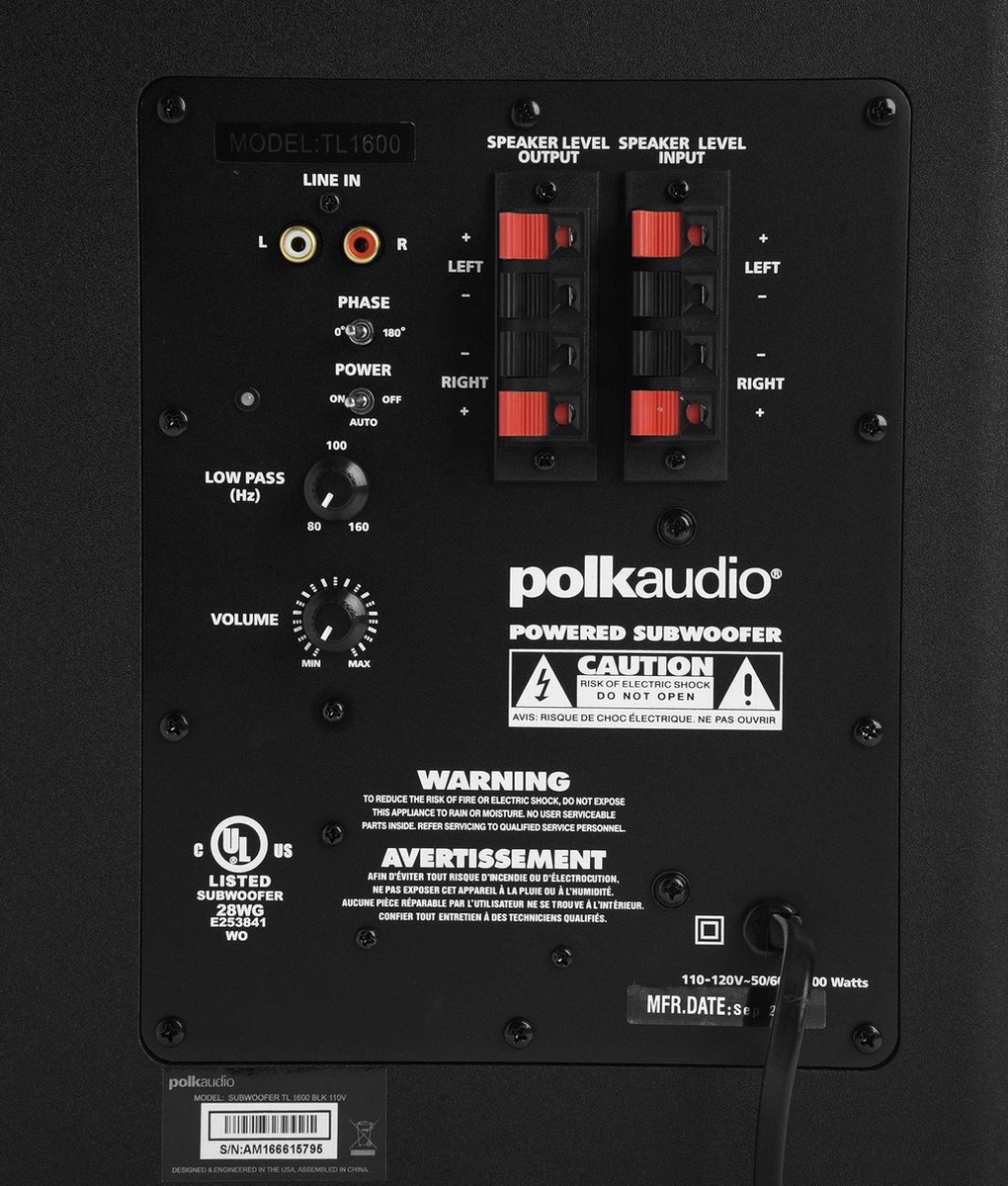 Polk Audio TL1600 5.1 speakerset zwart