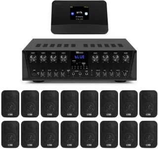 Power Dynamics multiroom 8-zone versterker met 16 speakers en DAB tuner
