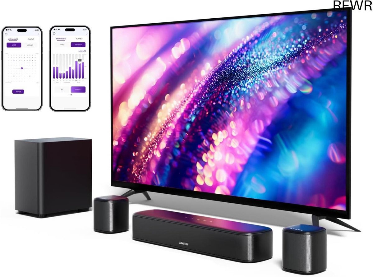 De RFWR 5.1 Home Theater Soundbar en Subwoofer Set in één oogopslag