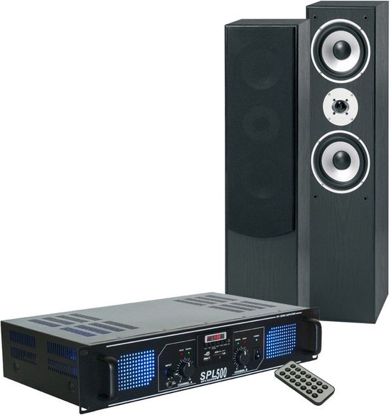 SkyTec SPL500MP3 versterker + Fenton SHFT60B speakers set