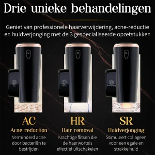 VasQura NUDA IPL Laser Ontharingsapparaat – Luxe Set - Inclusief Opzetstukken Huidverjonging & Acne-vermindering - 2025 – IPL ontharingsapparaat – Jarenlang gebruik – Zwart