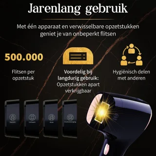 VasQura NUDA IPL Laser Ontharingsapparaat – Luxe Set - Inclusief Opzetstukken Huidverjonging & Acne-vermindering - 2025 – IPL ontharingsapparaat – Jarenlang gebruik – Zwart