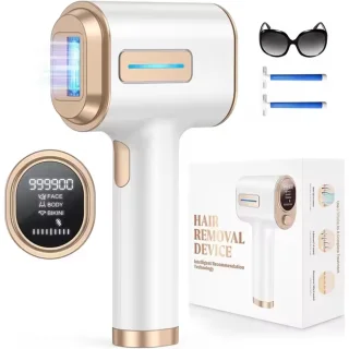 Namajunas - Laser Ontharingsapparaat - IPL ontharingsapparaten - 9 intelligente energieniveau-aanpassingen - Pijnloze ontharing - Wit - Epileerapparaat Dames - Inclusief Beschermbril & Scheermes - Voor lichaam, gezicht, bikinilijn & oksels