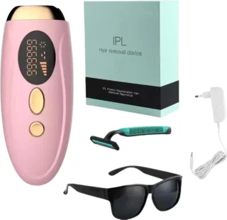 IPL Laser Ontharingsapparaat - Incl. beschermingsbril & Scheermes - 5 Standen - Roze