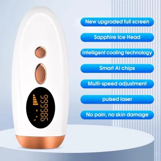 IPL Lichtepilator met Aanraakbaar Display en 9 Energieniveaus voor Ontharing van Oksels, Benen en Lichaam
