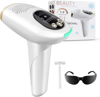 Nawy® IPL Laser Ontharingsapparaat - Epileerapparaat Dames - Laser Ontharing - Pijnloos Ontharen met Ice Cooling - Permanente Ontharing voor alle Lichaamsdelen - voor Mannen en Vrouwen - 999.999 Flitsen - Inclusief Beschermbril en Scheermes