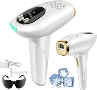 Nawy® IPL Laser Ontharingsapparaat - Epileerapparaat Dames - Laser Ontharing - Pijnloos Ontharen met Ice Cooling - Permanente Ontharing voor alle Lichaamsdelen - voor Mannen en Vrouwen - 999.999 Flitsen - Inclusief Beschermbril en Scheermes
