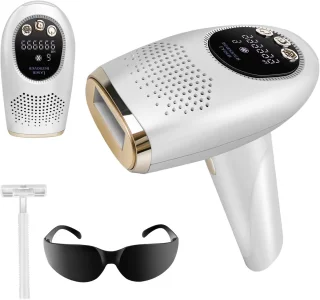 Nawy® IPL Laser Ontharingsapparaat - Epileerapparaat Dames - Laser Ontharing - Pijnloos Ontharen met Ice Cooling - Permanente Ontharing voor alle Lichaamsdelen - voor Mannen en Vrouwen - 999.999 Flitsen - Inclusief Beschermbril en Scheermes