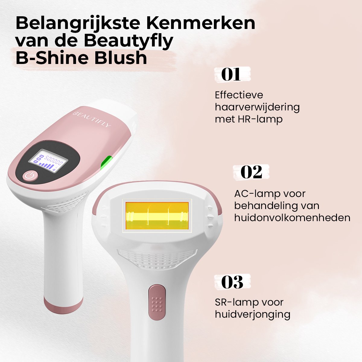 Beautifly B-Shine Blush PRO IPL ontharings- en huidverjongingsapparaat