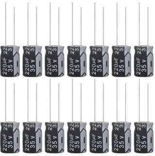 Elektrolytische condensator 220µF 35V 8x12mm - 15 stuks
