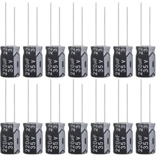 Elektrolytische condensator 220µF 35V 8x12mm - 15 stuks