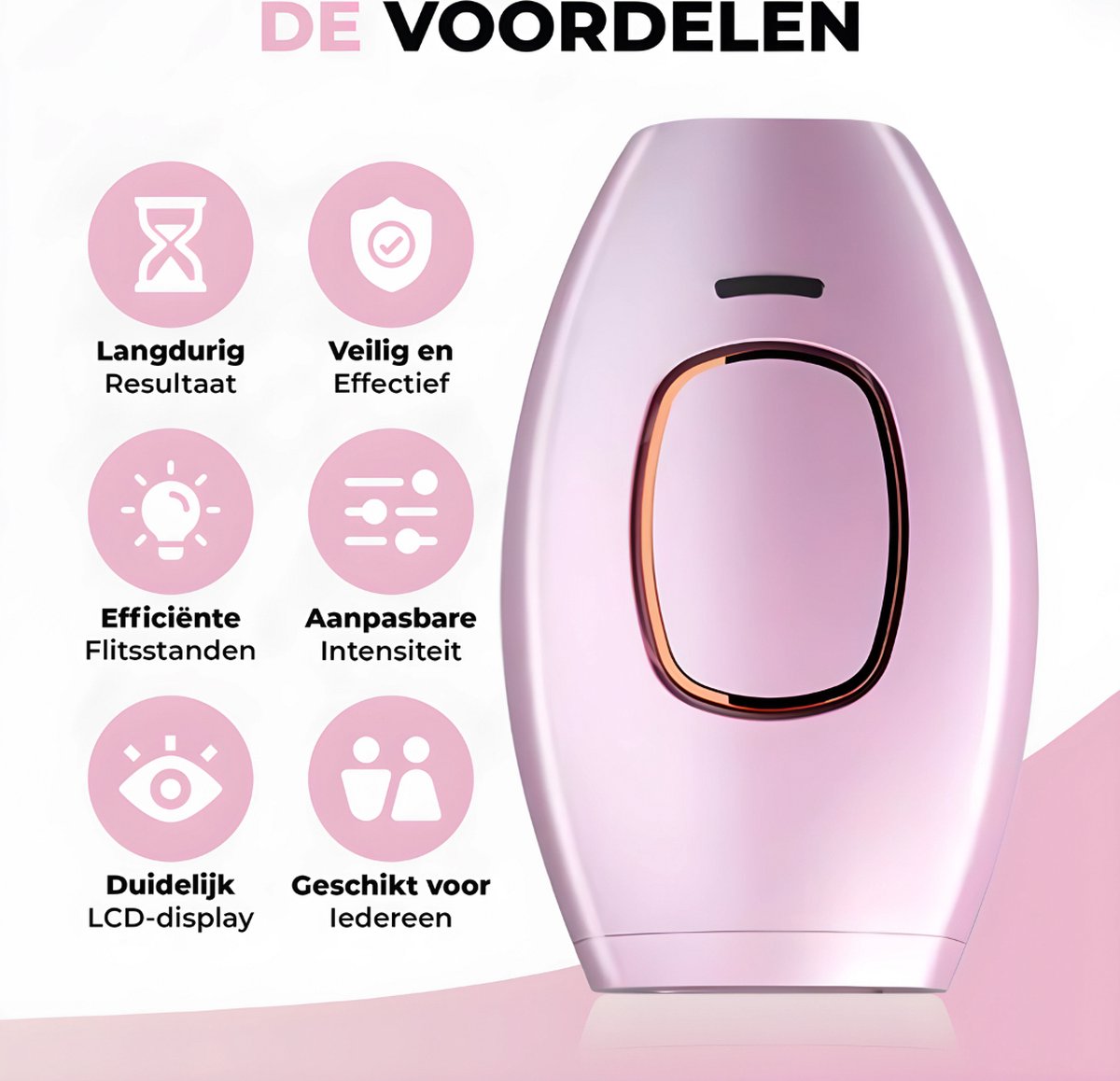 GoGoldPro IPL Ontharingsapparaat Zwart Wit Roze