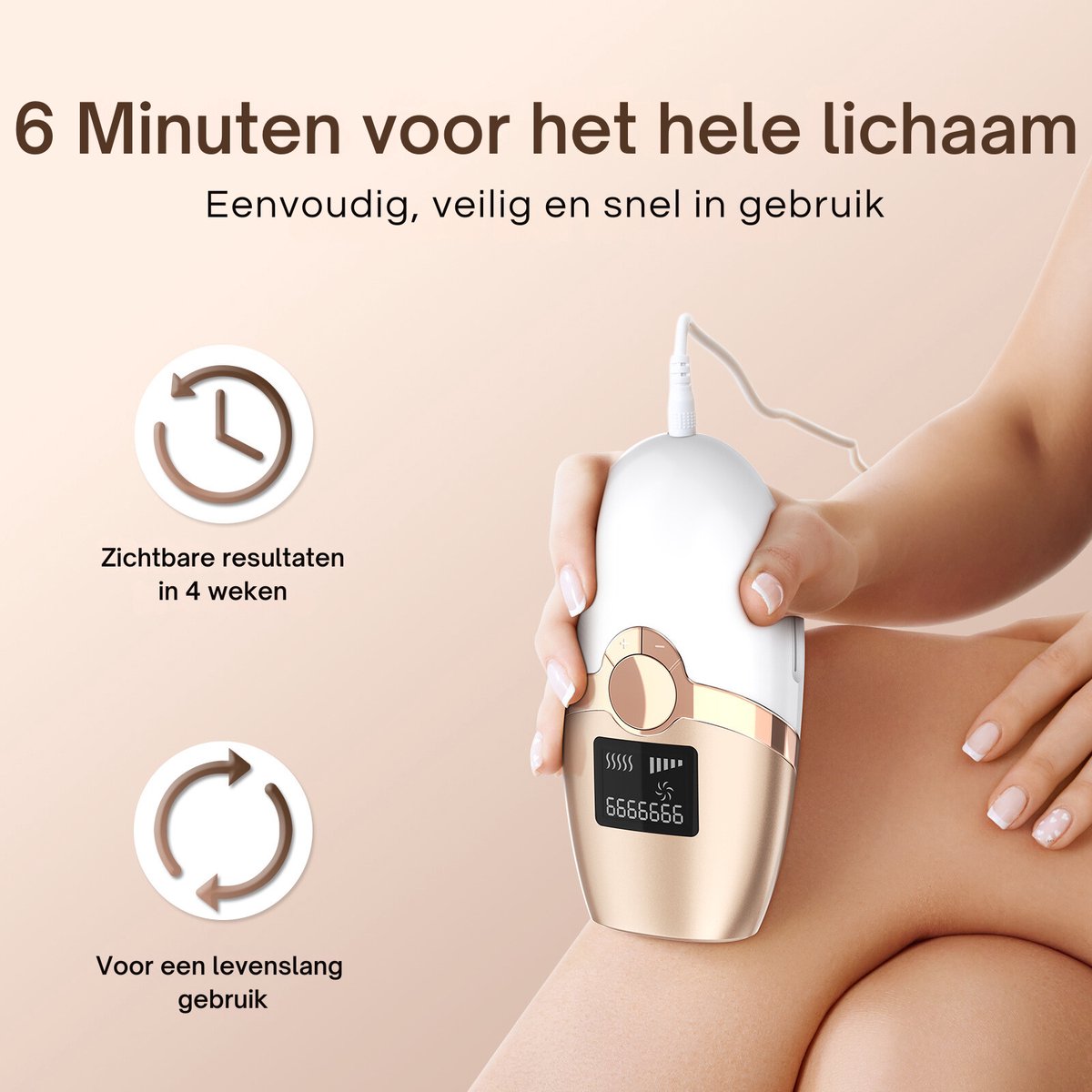 IBORRIA T4 Compact IPL Laser Ontharingsapparaat Champagne Goud