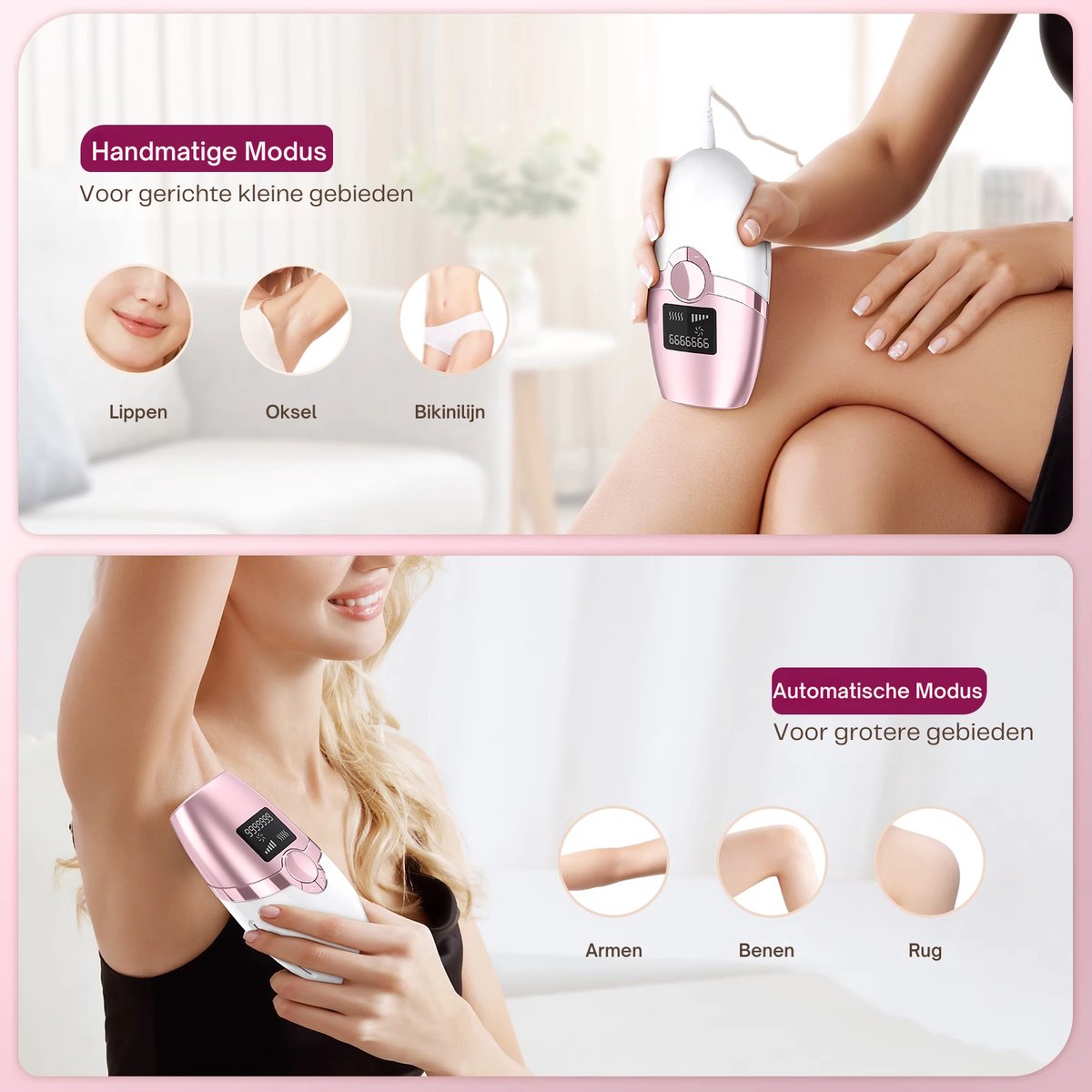 IBORRIA T4 Compact IPL Laser Ontharingsapparaat Roze