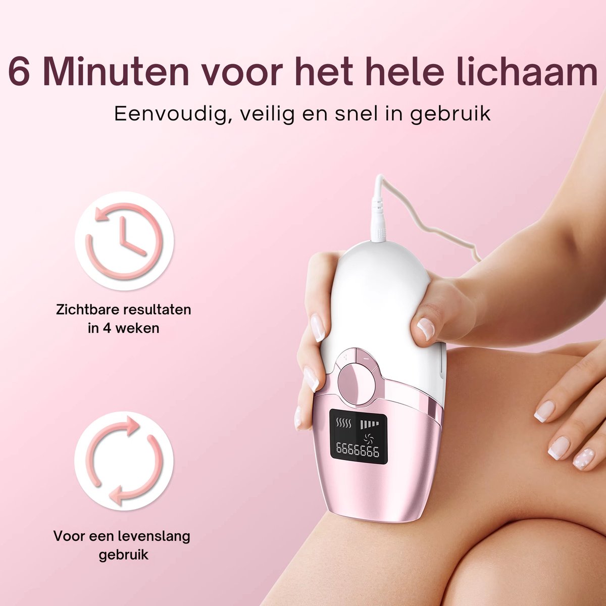 IBORRIA T4 Compact IPL Laser Ontharingsapparaat Roze