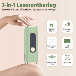 IPL Laser Ontharingsapparaat 999.999 Flitsen Inclusief Accessoires