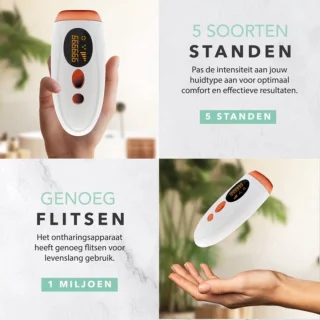 IPL Laser Ontharingsapparaat Wit inclusief beschermingsbril en scheermes