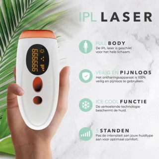 IPL Laser Ontharingsapparaat Wit inclusief beschermingsbril en scheermes