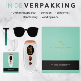 IPL Laser Ontharingsapparaat Wit inclusief beschermingsbril en scheermes