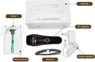 IPL Ontharingsapparaat Laser Zwart - 1 Miljoen Flitsen - Inclusief Beschermbril en Scheermesje