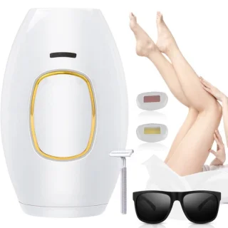 Laserontharingsapparaat - Elektrisch ontharingsapparaat - Huidverjonging voor het hele lichaam (thuisgebruik) - Kwartslamp - Unisex - Ontharingsapparatuur - 990.000 flitsen - Wit