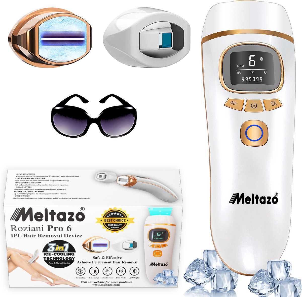 MELTAZO Roziani Pro 6 IPL Ontharingsapparaat 3-in-1