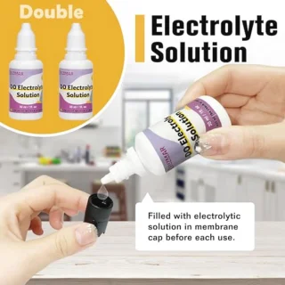 Navulset elektrolyt- en zuurstofoplossing voor meetapparaat – 2×30 ml + 1×50 ml + 6 membraankappen