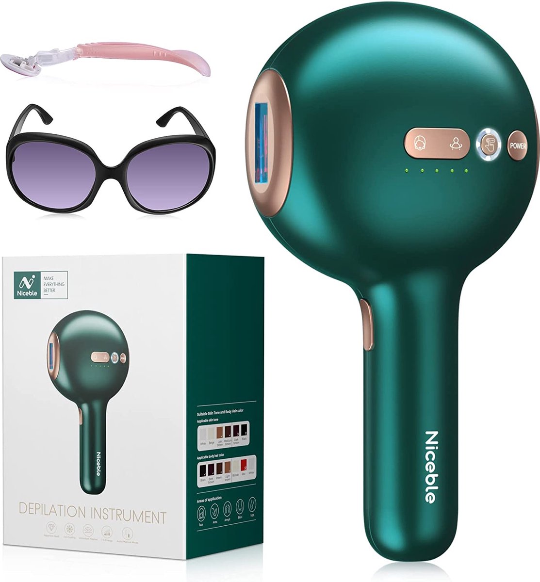De NICEBLE LB06 ontharingsapparaat voor gezicht en lichaam in één oogopslag