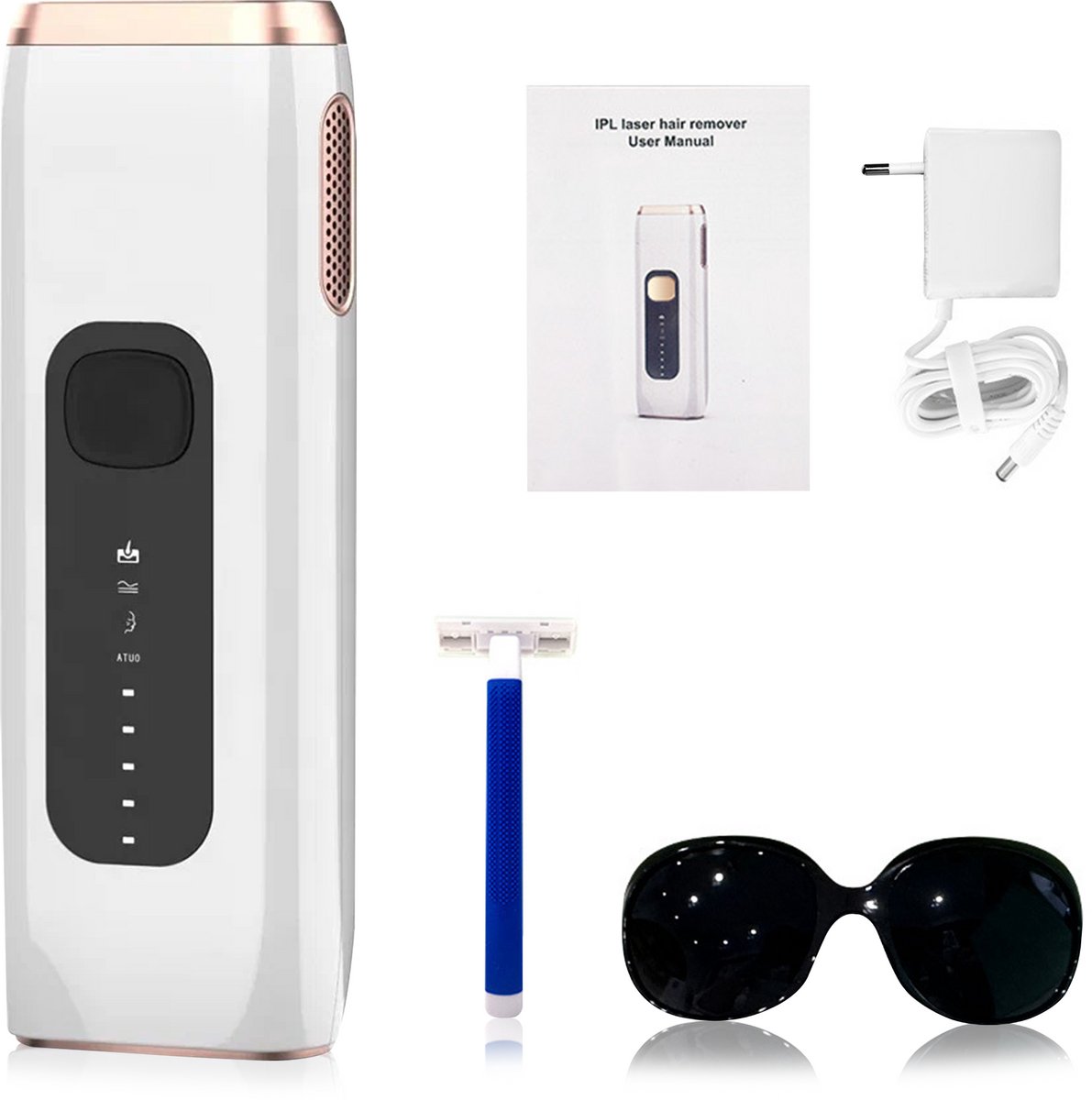 Wat vinden we goed aan de Professionele IPL Laser Ontharingsapparaat - 999.999 Flitsen - Inclusief Protectiebril en Scheermes
