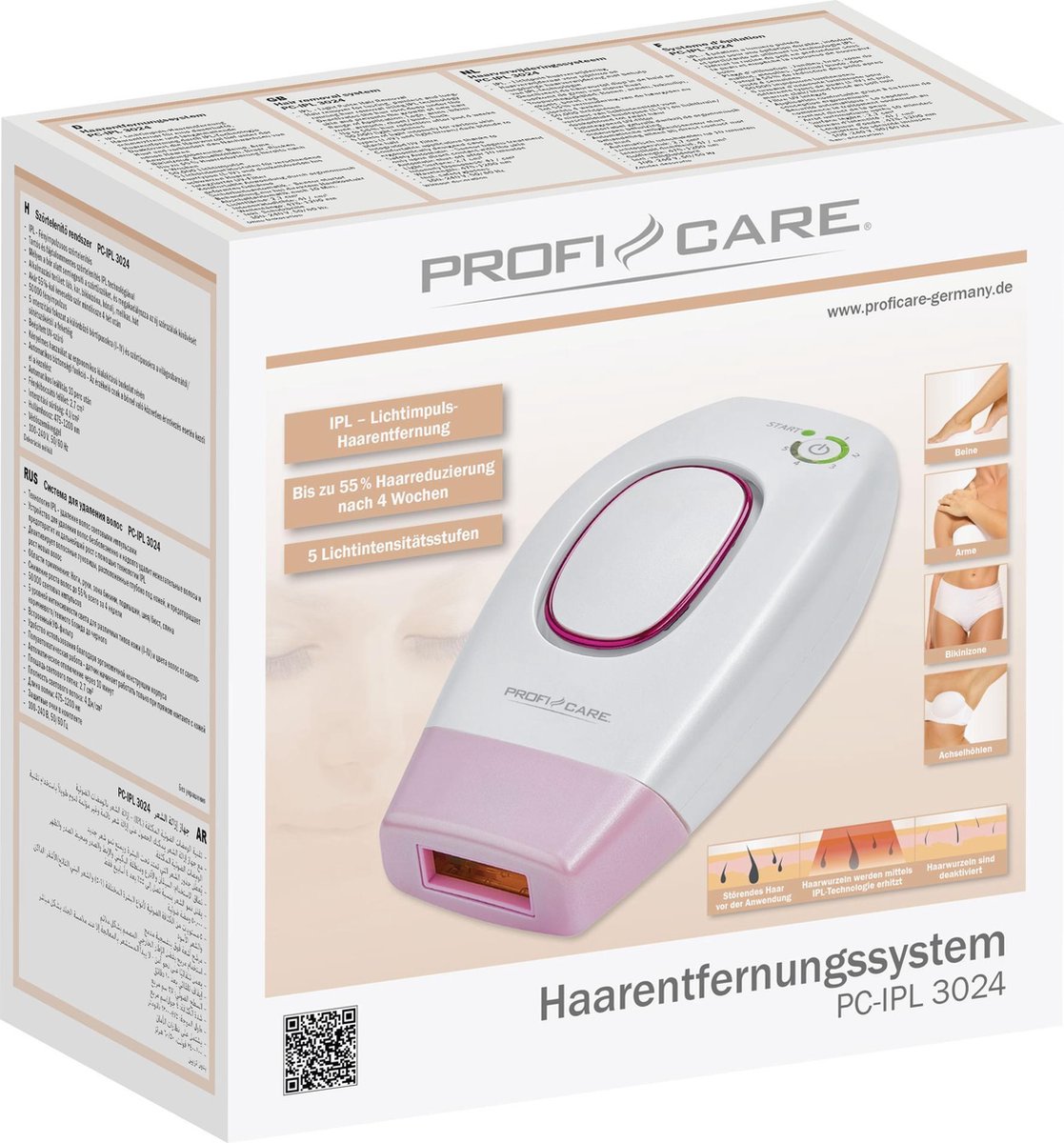 ProfiCare PC-IPL 3024 IPL Epilator Pink White