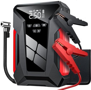 De Paco Goederen® Bandenpomp - luchtcompressor - Powerbank - Multifunctioneel -jumpstarter voor auto - Nood Power Jump - 28000mAh in één oogopslag