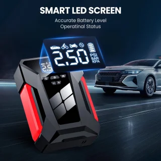Paco Goederen® Bandenpomp - luchtcompressor - Powerbank - Multifunctioneel -jumpstarter voor auto - Nood Power Jump - 28000mAh