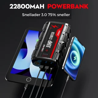 Powerbank Draagbare Jumpstarter - Powerbank - Draagbare Jumpstarter - Jump Starter - Car Jump Starter - 2500A Peak 22800mAh - 12V - Car Battery Starter - USB Quick Charge 3.0