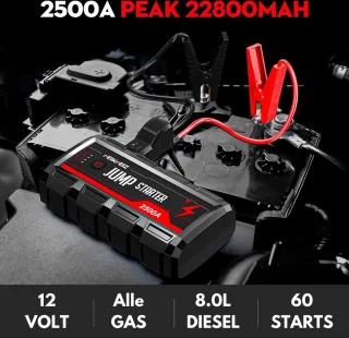 Powerbank Draagbare Jumpstarter - Powerbank - Draagbare Jumpstarter - Jump Starter - Car Jump Starter - 2500A Peak 22800mAh - 12V - Car Battery Starter - USB Quick Charge 3.0
