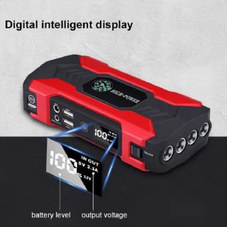 Draagbare Auto Jump Starter 12V – 28000 mAh Noodaccu met LED, Luchtcompressor & Powerbank – 600A Startstroom – Voor Auto & Motor