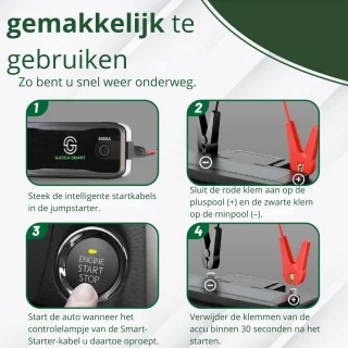 GudeaSmart Krachtige 12V Jumpstarter - 26.800 Mah / 6000A - 7in1 Startkabels Met Powerbank - Starthulp Voor Auto’s Met LED- en SOS Noodlicht- Incl. Opbergcase