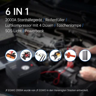 Jumpstarter Voor Auto - Starthulp - Starthulp Voor Auto - Jumpstarter Powerbank - Jumpstarter Met Compressor
