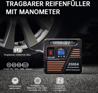 Jumpstarter Voor Auto - Starthulp - Starthulp Voor Auto - Jumpstarter Powerbank - Jumpstarter Met Compressor