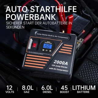 Jumpstarter Voor Auto - Starthulp - Starthulp Voor Auto - Jumpstarter Powerbank - Jumpstarter Met Compressor