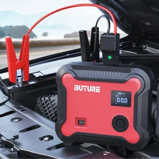 Buture Jumpstarter Voor Auto - Starthulp - Jumpstarter 5 in 1 - Starthulp Powerbank 26800Mah - Rood/Zwart - Jumpstarter incl compressor