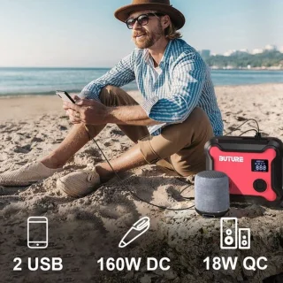 Buture Jumpstarter Voor Auto - Starthulp - Jumpstarter 5 in 1 - Starthulp Powerbank 26800Mah - Rood/Zwart - Jumpstarter incl compressor